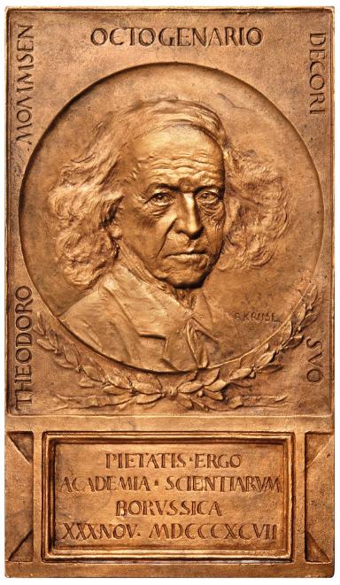 Plakette auf den 80. Geburtstag von Theodor Mommsen