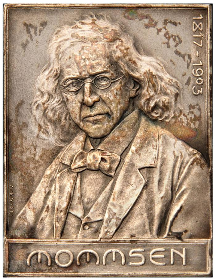 Zinnplakette auf den Tod von Theodor Mommsen