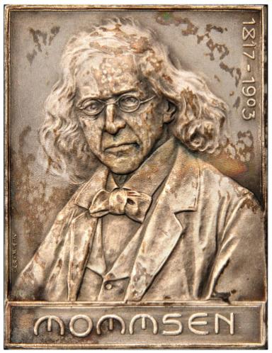 Zinnplakette auf den Tod von Theodor Mommsen