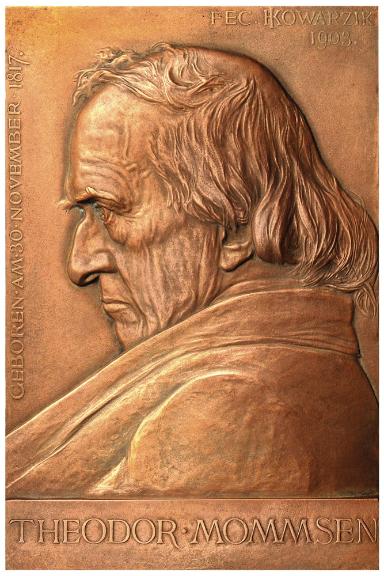 Bronzeplakette auf Theodor Mommsen