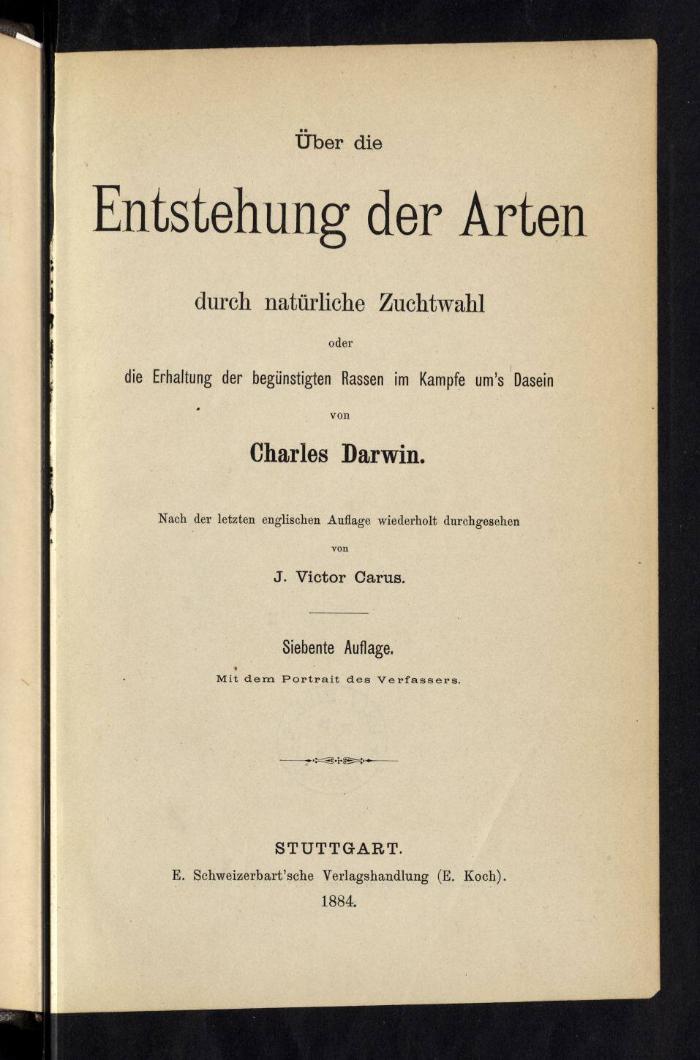 Charles Darwin: Über die Entstehung der Arten