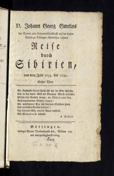 Johann Georg Gmelins Reise durch Sibirien