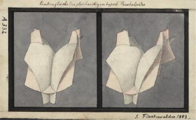 Stereoskopbild der Zentralfläche des gleichseitigen hyperbolischen Paraboloides