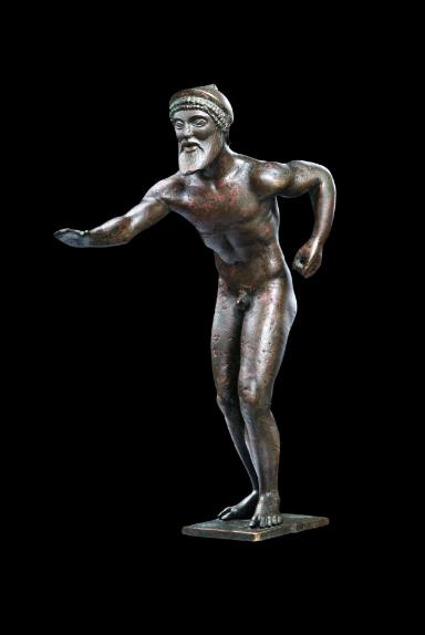 Bronzestatuette eines gerüsteten Wettläufers, sog. Tübinger Waffenläufer oder Tux'sche Bronze