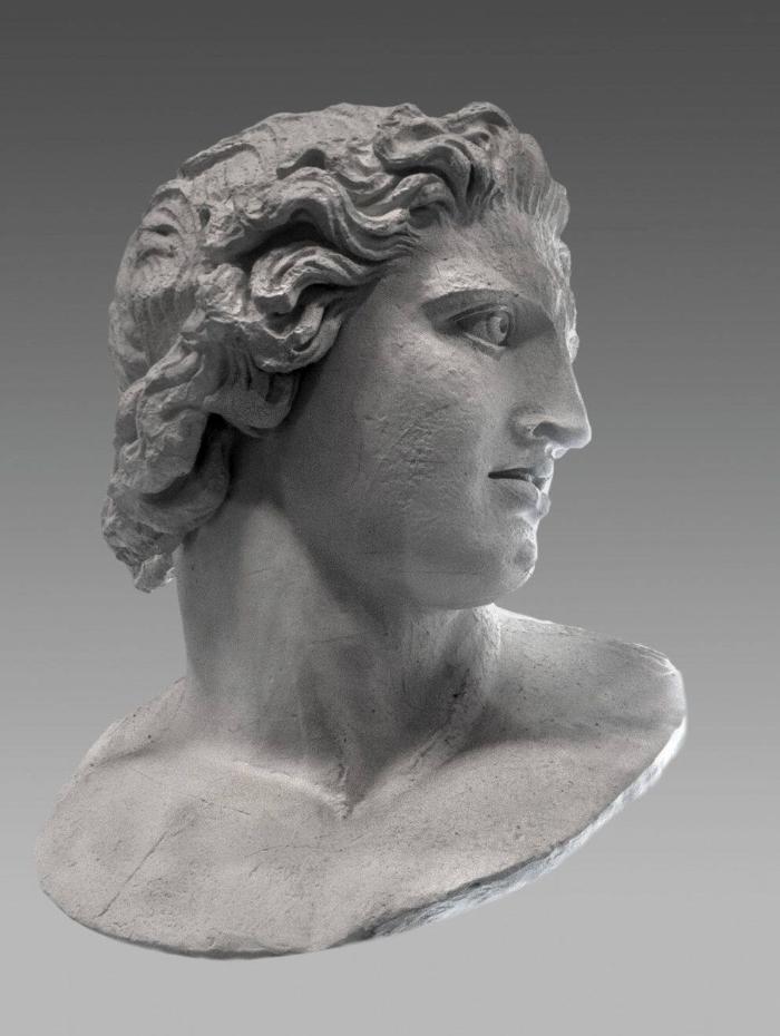 Kopf einer kolossalen Dioskurenstatue, sog. Rossebändiger vom Monte Cavallo ("opus Praxitelis")