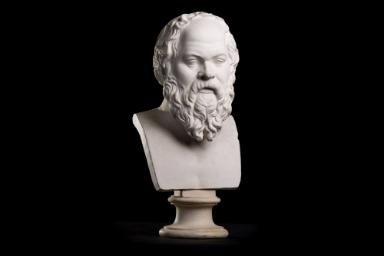 Porträtkopf des Philosophen Sokrates (im sog. Typus B) auf moderner Büste