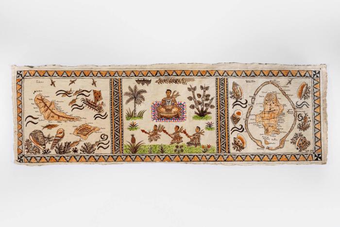 Wandbehang mit gegenständlicher Verzierung aus Polynesien
