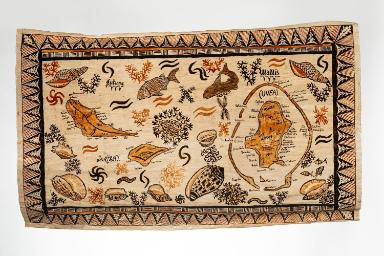 Wandbehang mit Motiven der Inseln Wallis und Futuna