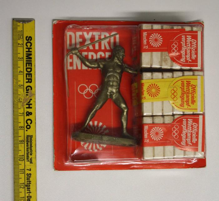 Traubenzuckerpackung mit Speerwerferfigur