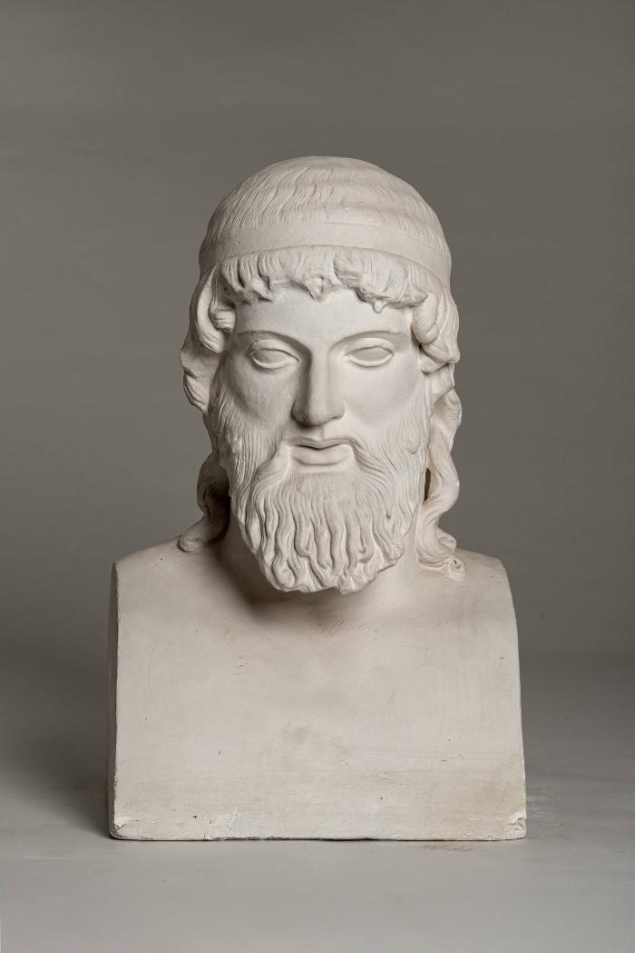 Archaistischer bärtiger Kopf des Dionysos auf modernem Hermensockel