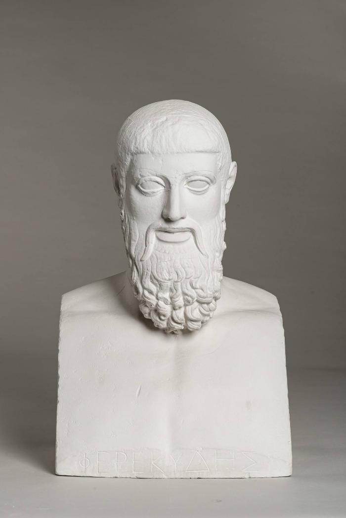 Porträtkopf des Tyrannentöters Aristogeiton auf moderner Herme