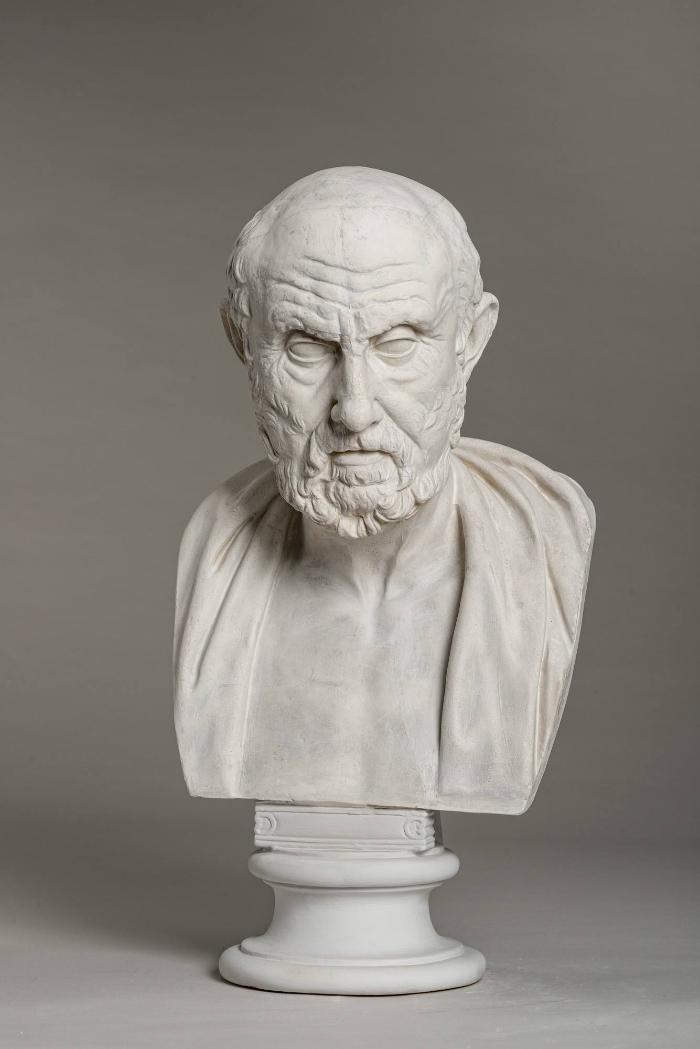 Porträtkopf des Philosophen Chrysipp auf moderner Büste