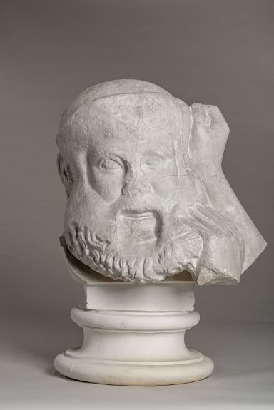 Kopf des rechten Kentauren vom Westgiebel des Zeus-Tempels in Olympia