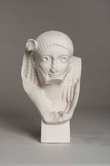 Kopf der archaischen Statue eines Kalbträgers