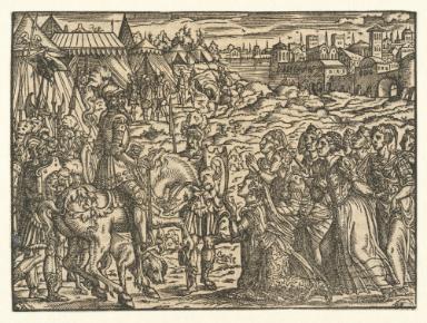 Veturia knieend vor Coriolanus