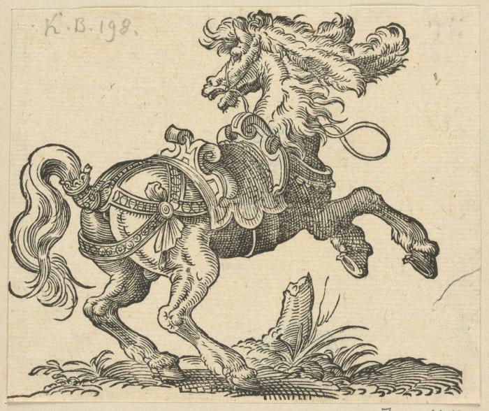 Nach rechts galoppierendes Pferd