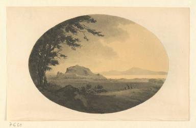 "Arthur's Seat" (Approach to Edinburgh. I do not think the appearance of Arthur's Seat, and the rocks about Edinburgh, which present, at a distance, the appearance of a cap of maintenance, is overcharged in this print.)
