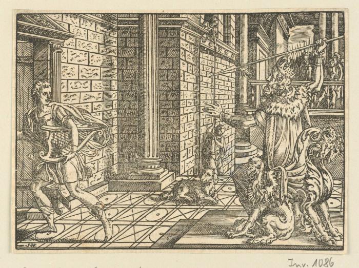 Saul wirft seinen Speer nach David