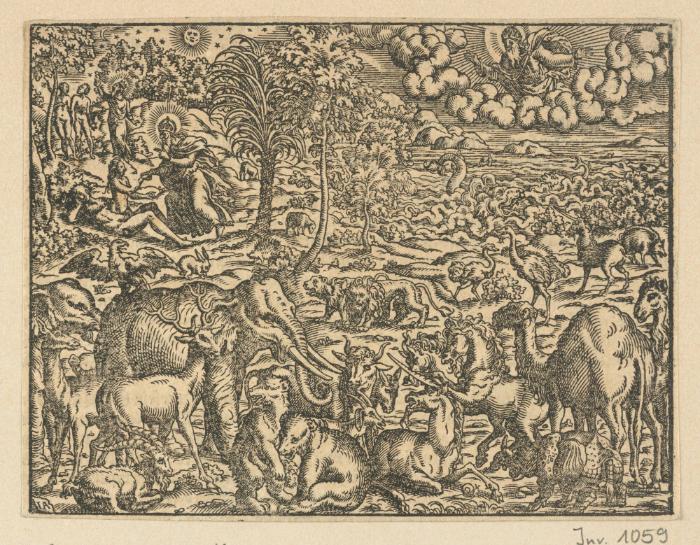 Paradies mit Erschaffung Evas