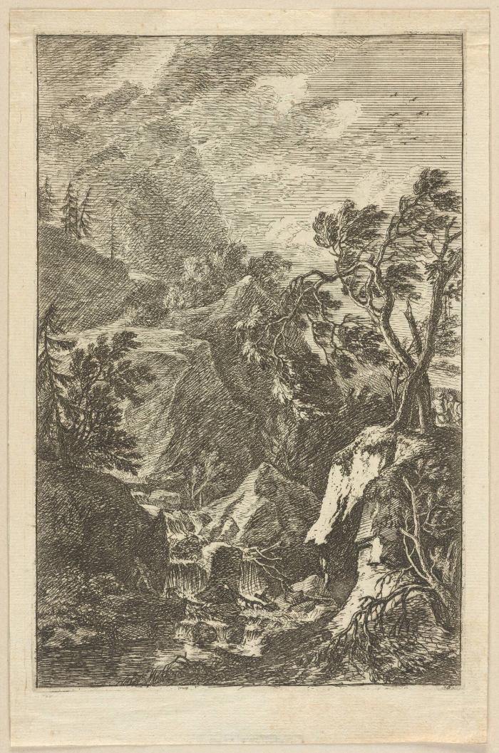 Zwei Männer bei den Bäumen und Angler am Fluss (Serie: Landschaften)