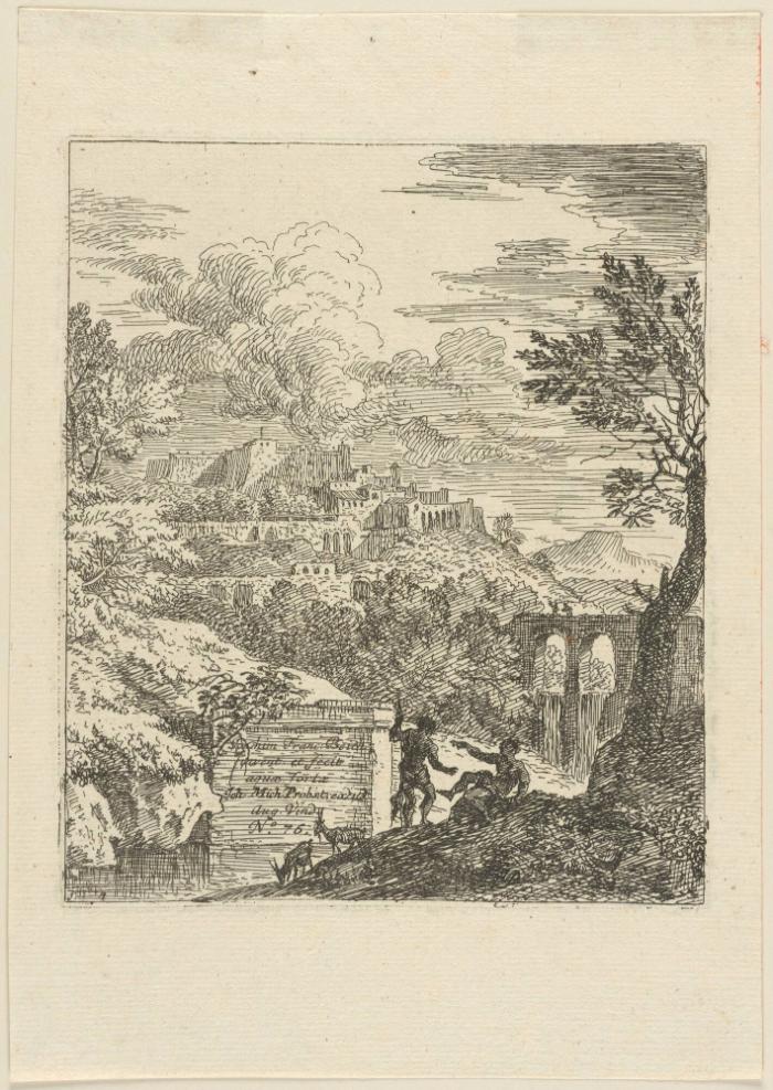 Zwei Hirten vor einer Stadt (Serie: Landschaften)