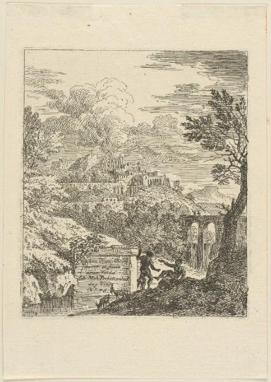 Zwei Hirten vor einer Stadt (Serie: Landschaften)