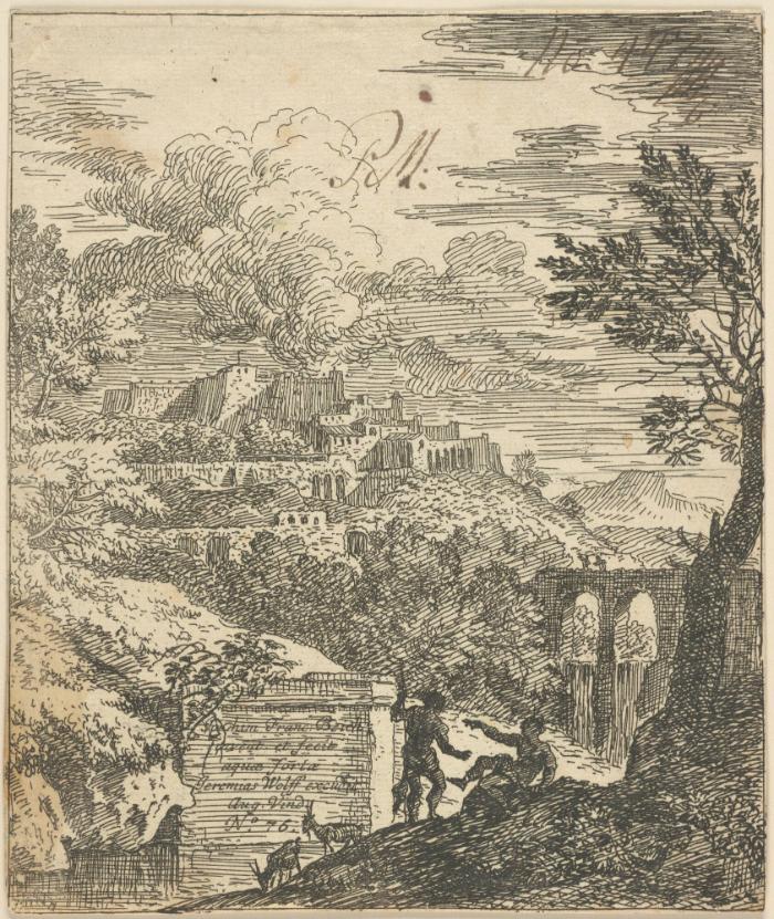 Zwei Hirten vor einer Stadt (Serie: Landschaften)