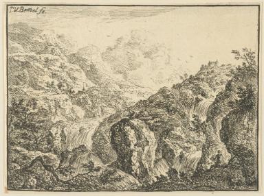 Der Zeichner beim Wasserfall