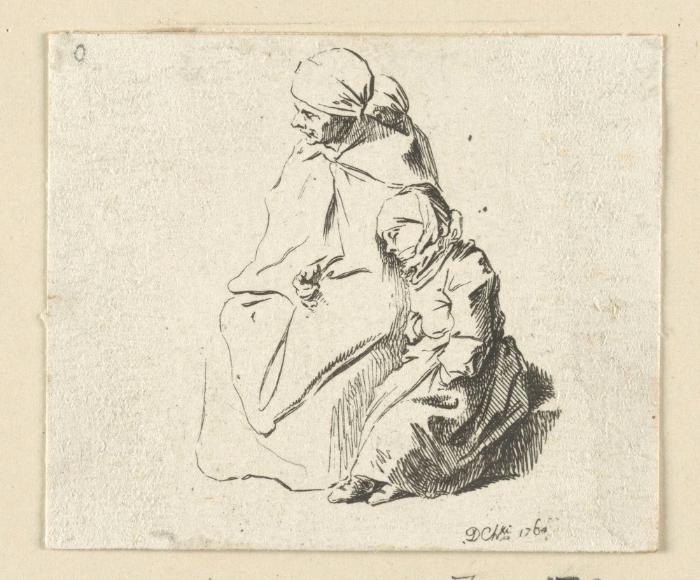 Bettlerin mit zwei Kindern