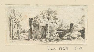 Landschaft mit geöffnetem Tor