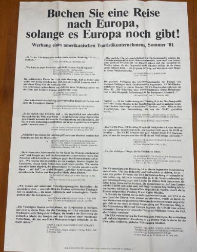 Plakat "Buchen Sie eine Reise nach Europa, solange es Europa noch gibt!"