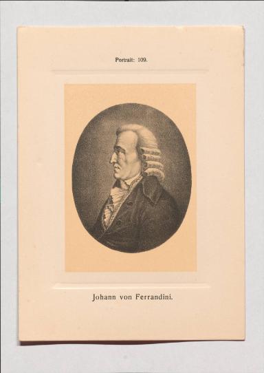 Johann von Ferrandini aus Adolph Goldbergs Porträt-Sammlung hervorragender Flöten-Virtuosen, Dilettanten und Komponisten