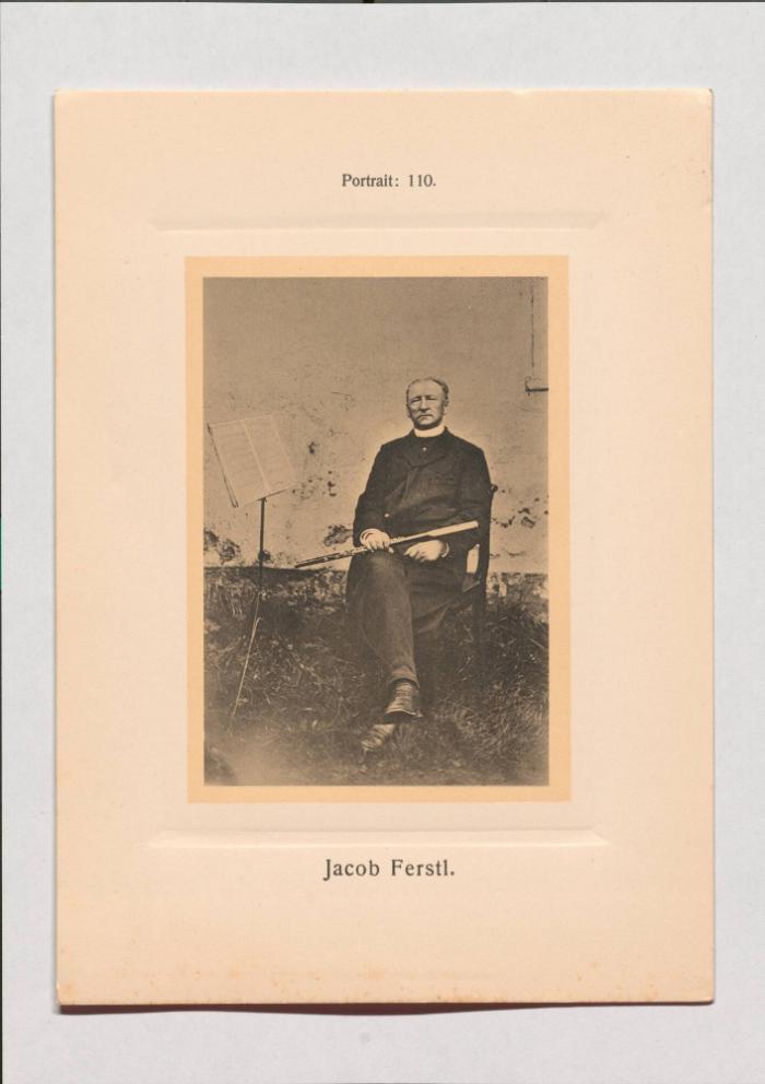 Jacob Ferstl aus Adolph Goldbergs Porträt-Sammlung hervorragender Flöten-Virtuosen, Dilettanten und Komponisten