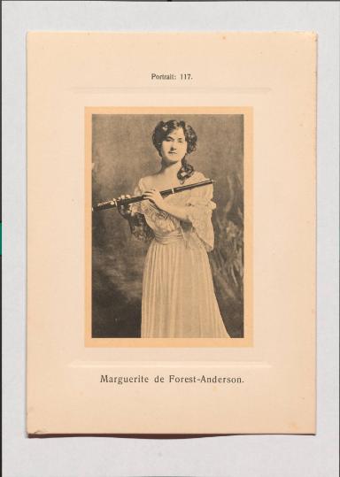 Marguerite de Forest-Anderson aus Adolph Goldbergs Porträt-Sammlung hervorragender Flöten-Virtuosen, Dilettanten und Komponisten