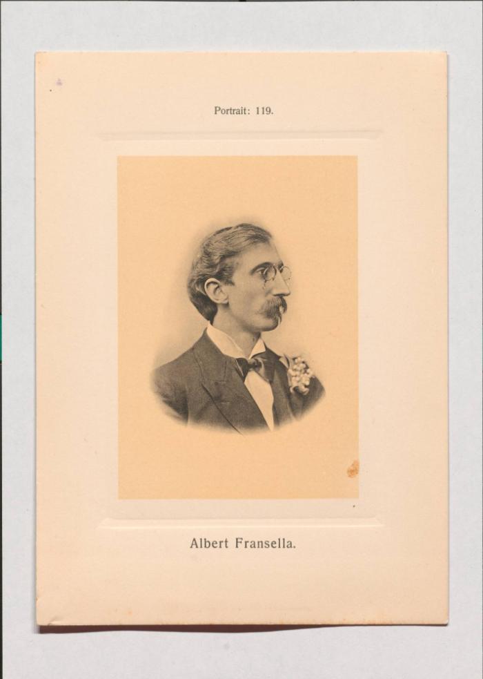 Albert Fransella aus Adolph Goldbergs Porträt-Sammlung hervorragender Flöten-Virtuosen, Dilettanten und Komponisten