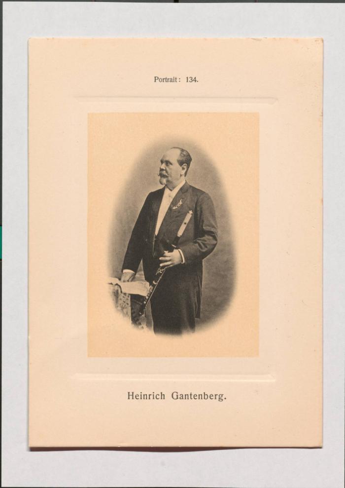 Heinrich Gantenberg aus Adolph Goldbergs Porträt-Sammlung hervorragender Flöten-Virtuosen, Dilettanten und Komponisten