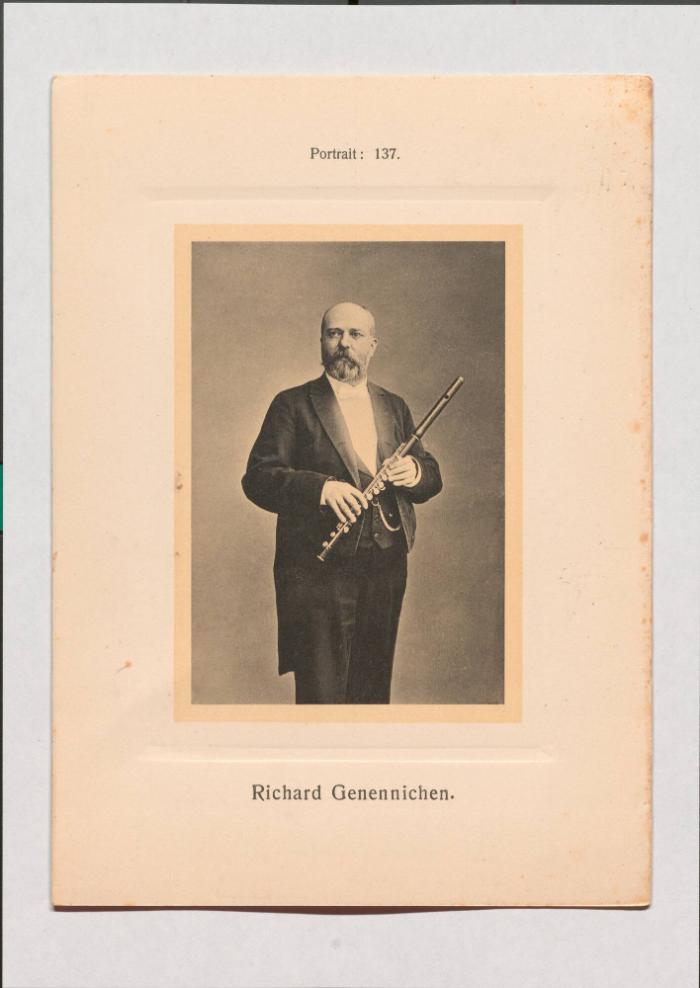 Richard Genennichen aus Adolph Goldbergs Porträt-Sammlung hervorragender Flöten-Virtuosen, Dilettanten und Komponisten