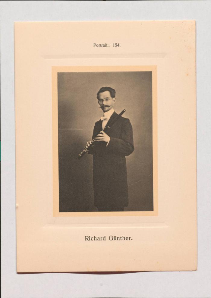 Richard Günther aus Adolph Goldbergs Porträt-Sammlung hervorragender Flöten-Virtuosen, Dilettanten und Komponisten