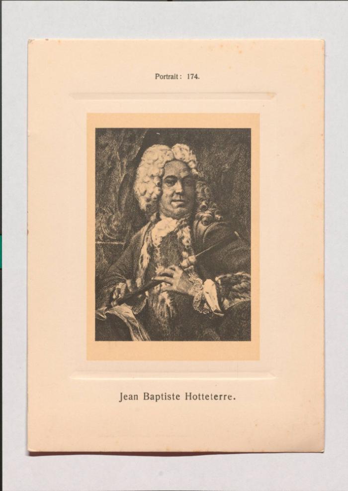 Jean Baptiste Hotteterre aus Adolph Goldbergs Porträt-Sammlung hervorragender Flöten-Virtuosen, Dilettanten und Komponisten