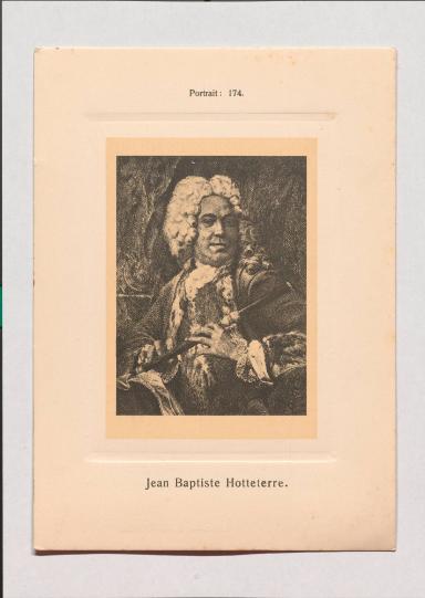 Jean Baptiste Hotteterre aus Adolph Goldbergs Porträt-Sammlung hervorragender Flöten-Virtuosen, Dilettanten und Komponisten