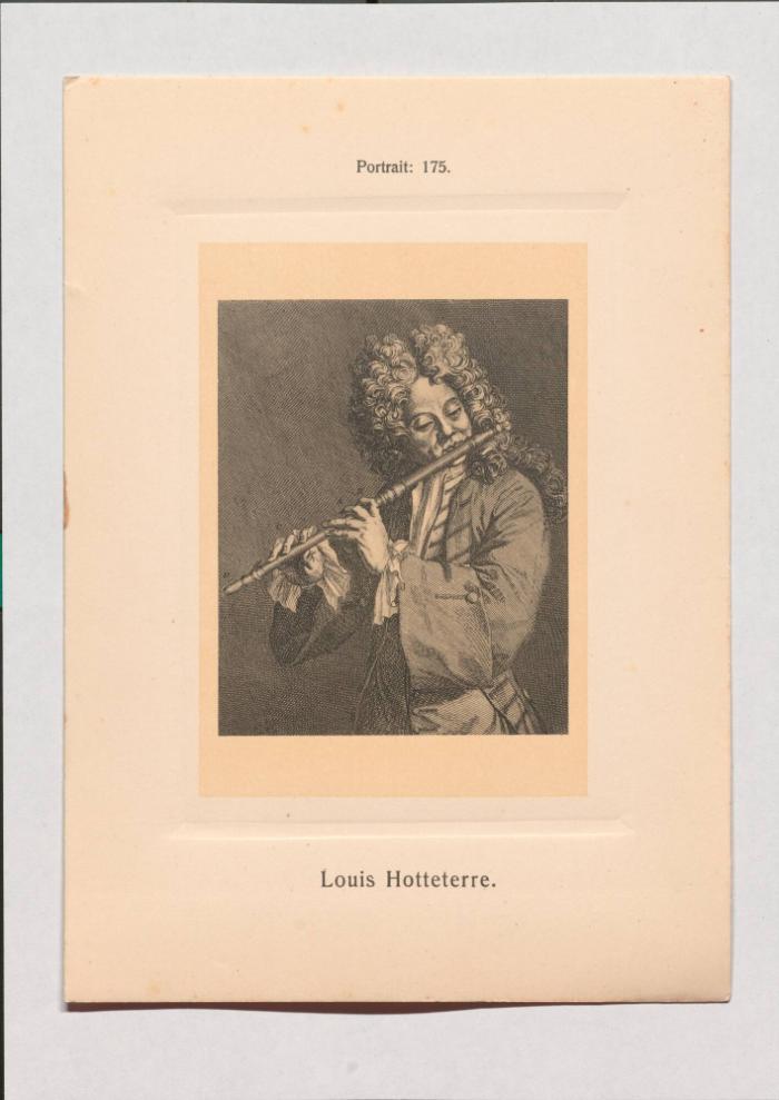 Louis Hotteterre aus Adolph Goldbergs Porträt-Sammlung hervorragender Flöten-Virtuosen, Dilettanten und Komponisten