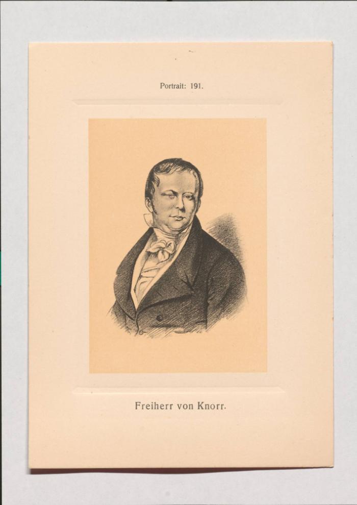 Freiherr von Knorr aus Adolph Goldbergs Porträt-Sammlung hervorragender Flöten-Virtuosen, Dilettanten und Komponisten