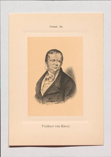 Freiherr von Knorr aus Adolph Goldbergs Porträt-Sammlung hervorragender Flöten-Virtuosen, Dilettanten und Komponisten