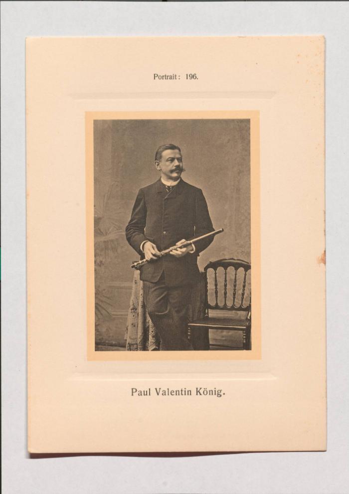 Paul Valentin König aus Adolph Goldbergs Porträt-Sammlung hervorragender Flöten-Virtuosen, Dilettanten und Komponisten