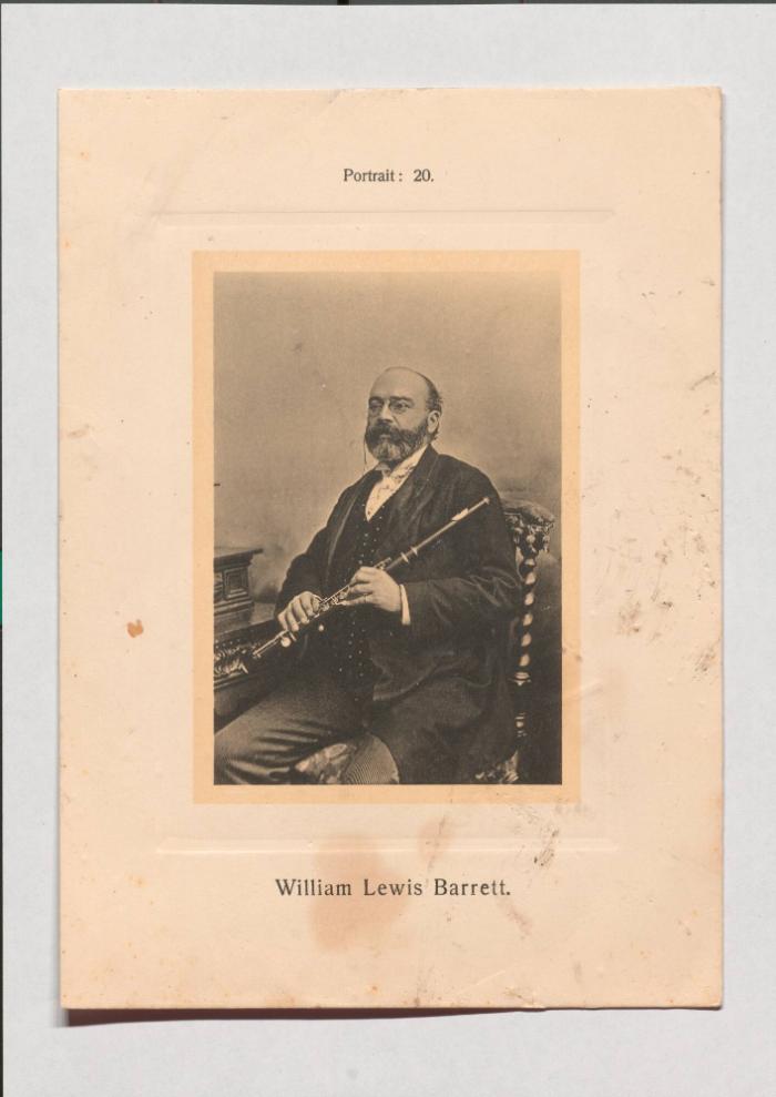 William Lewis Barrett aus Adolph Goldbergs Porträt-Sammlung hervorragender Flöten-Virtuosen, Dilettanten und Komponisten