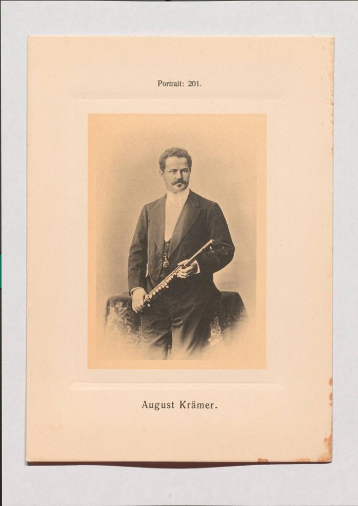 August Krämer aus Adolph Goldbergs Porträt-Sammlung hervorragender Flöten-Virtuosen, Dilettanten und Komponisten