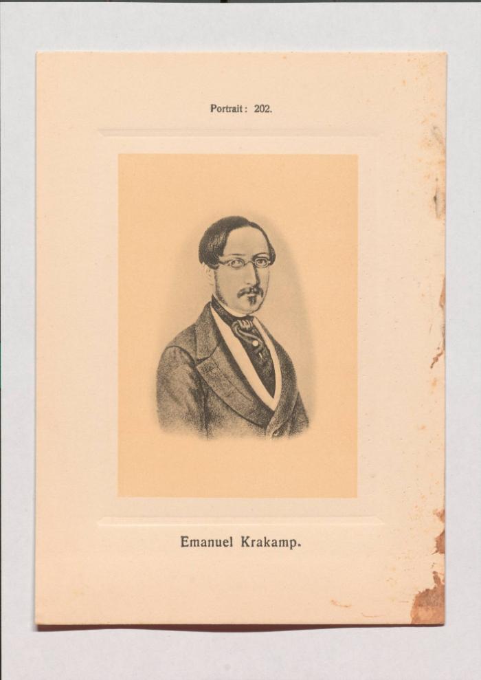 Emanuel Krakamp aus Adolph Goldbergs Porträt-Sammlung hervorragender Flöten-Virtuosen, Dilettanten und Komponisten