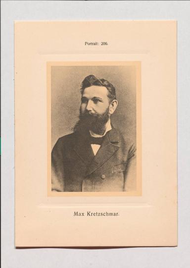 Max Kretzschmar aus Adolph Goldbergs Porträt-Sammlung hervorragender Flöten-Virtuosen, Dilettanten und Komponisten