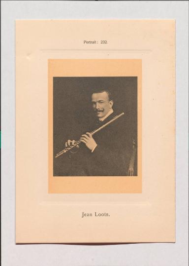 Jean Loots aus Adolph Goldbergs Porträt-Sammlung hervorragender Flöten-Virtuosen, Dilettanten und Komponisten