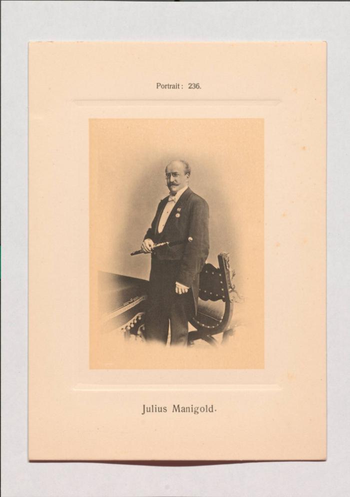 Julius Manigold aus Adolph Goldbergs Porträt-Sammlung hervorragender Flöten-Virtuosen, Dilettanten und Komponisten